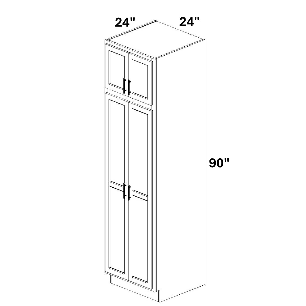 Pantry Cabinet Double Doors Top and Bottom - 72 Configuration