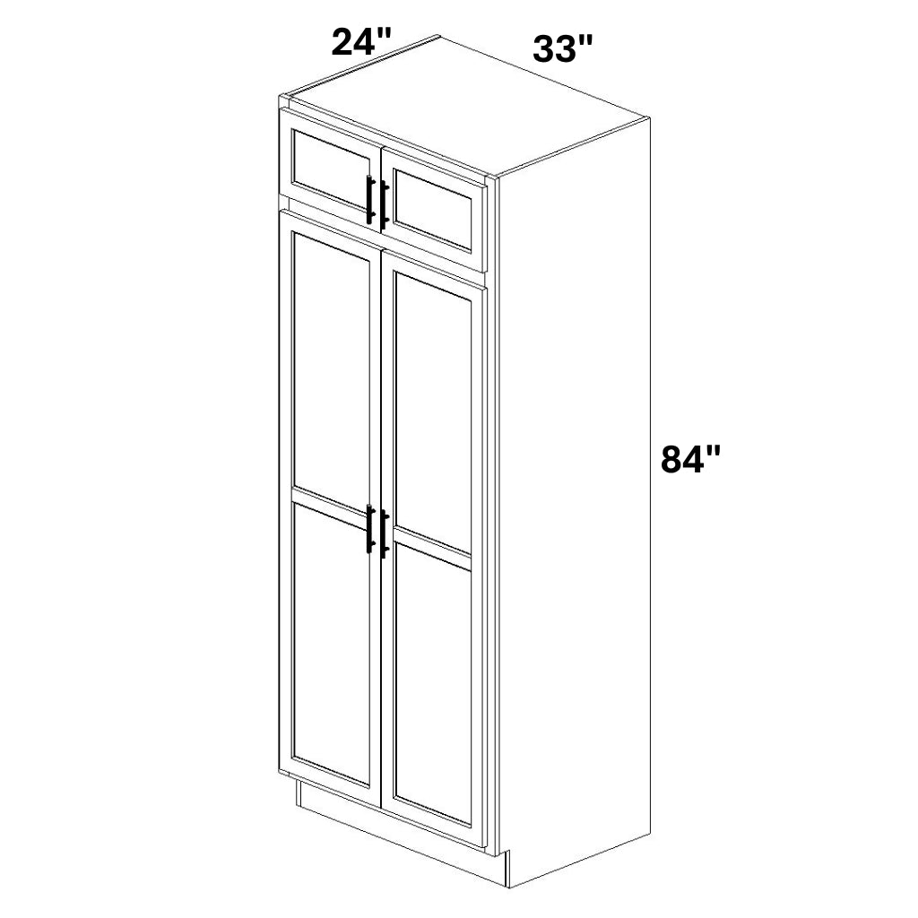 Pantry Cabinet Double Doors Top and Bottom - 72 Configuration