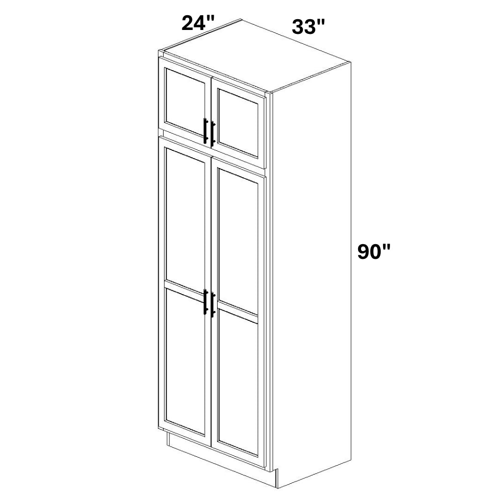 Pantry Cabinet Double Doors Top and Bottom - 72 Configuration