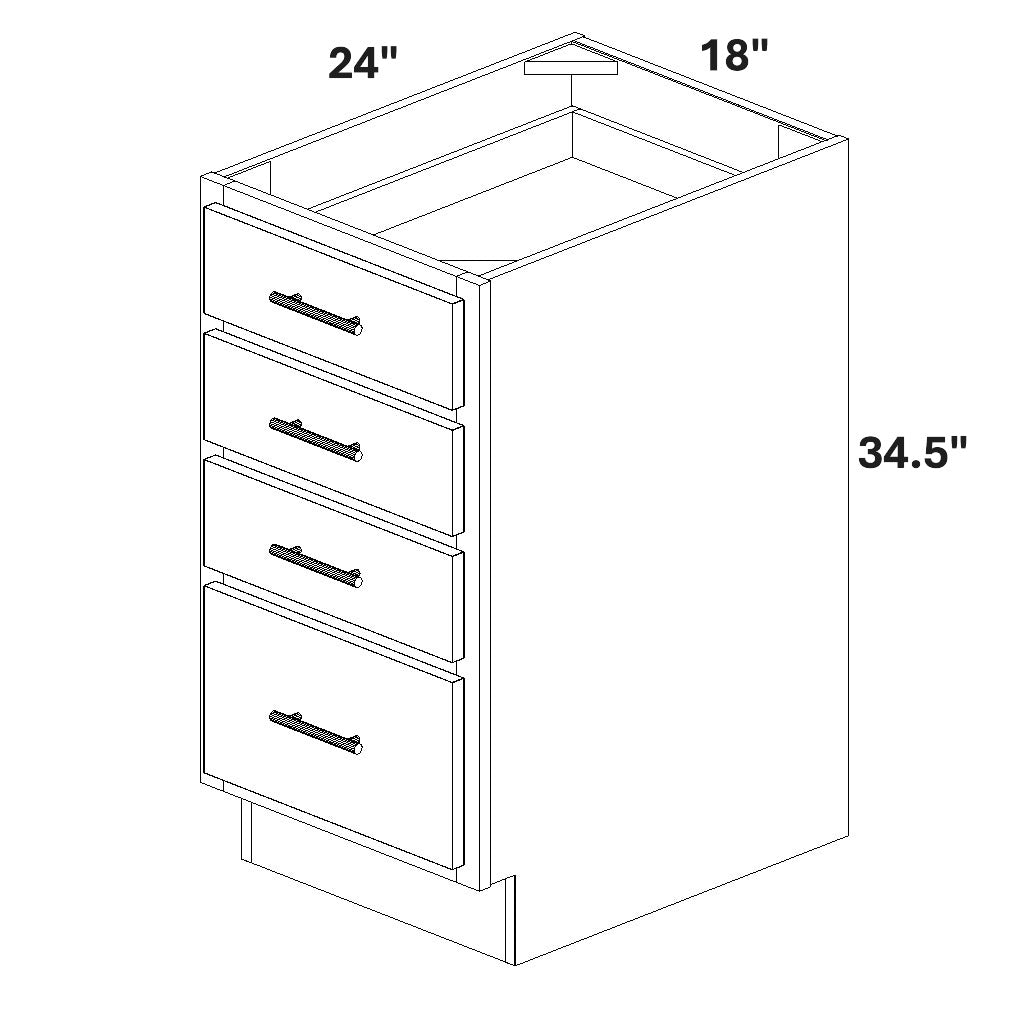 18" Base Cabinet with 4 Drawers
