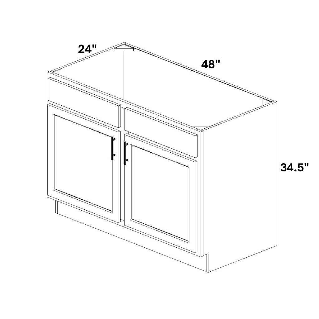 Sink Base 2 Door / 2 False Drawer Front with Stile