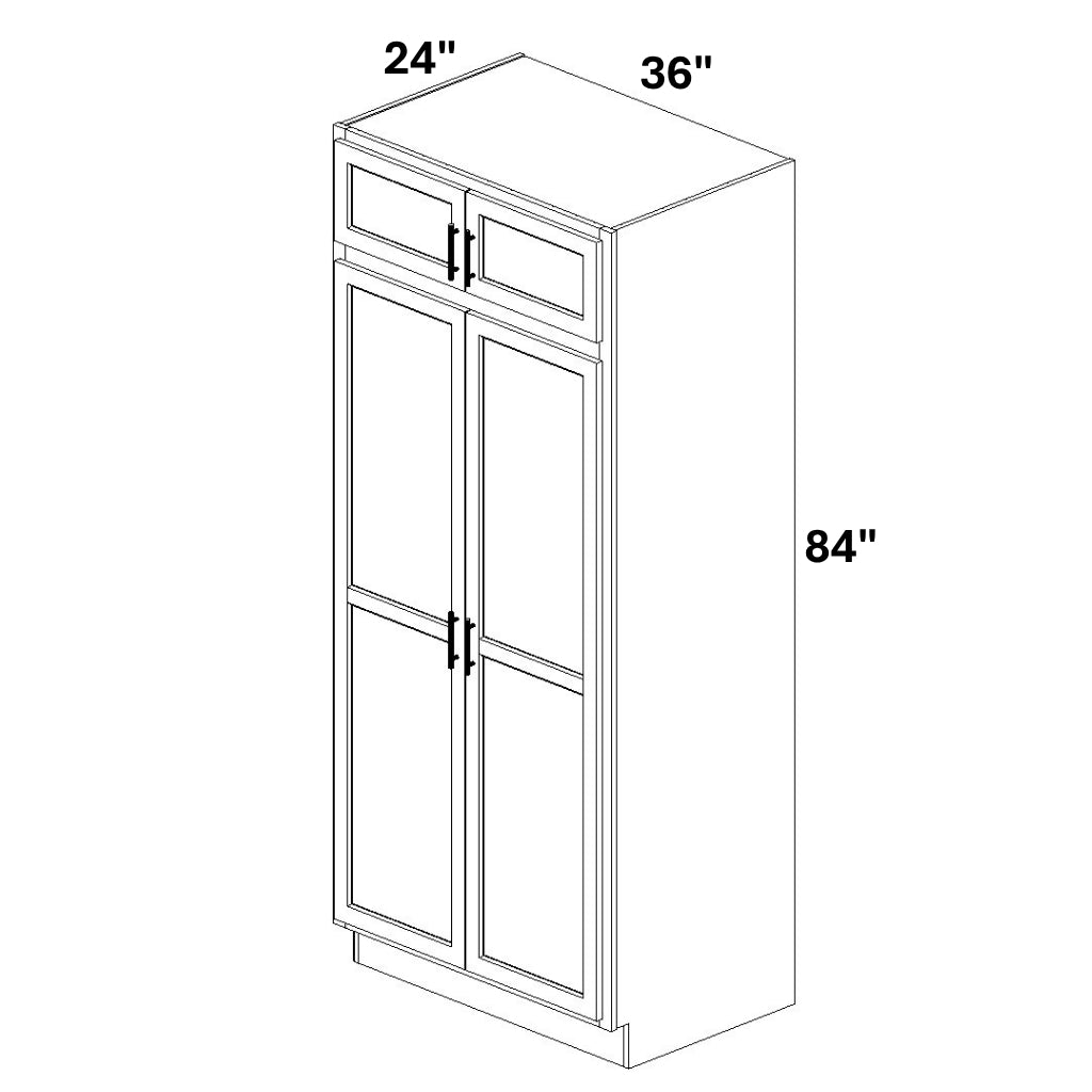 Pantry Cabinet Double Doors Top and Bottom - 72 Configuration
