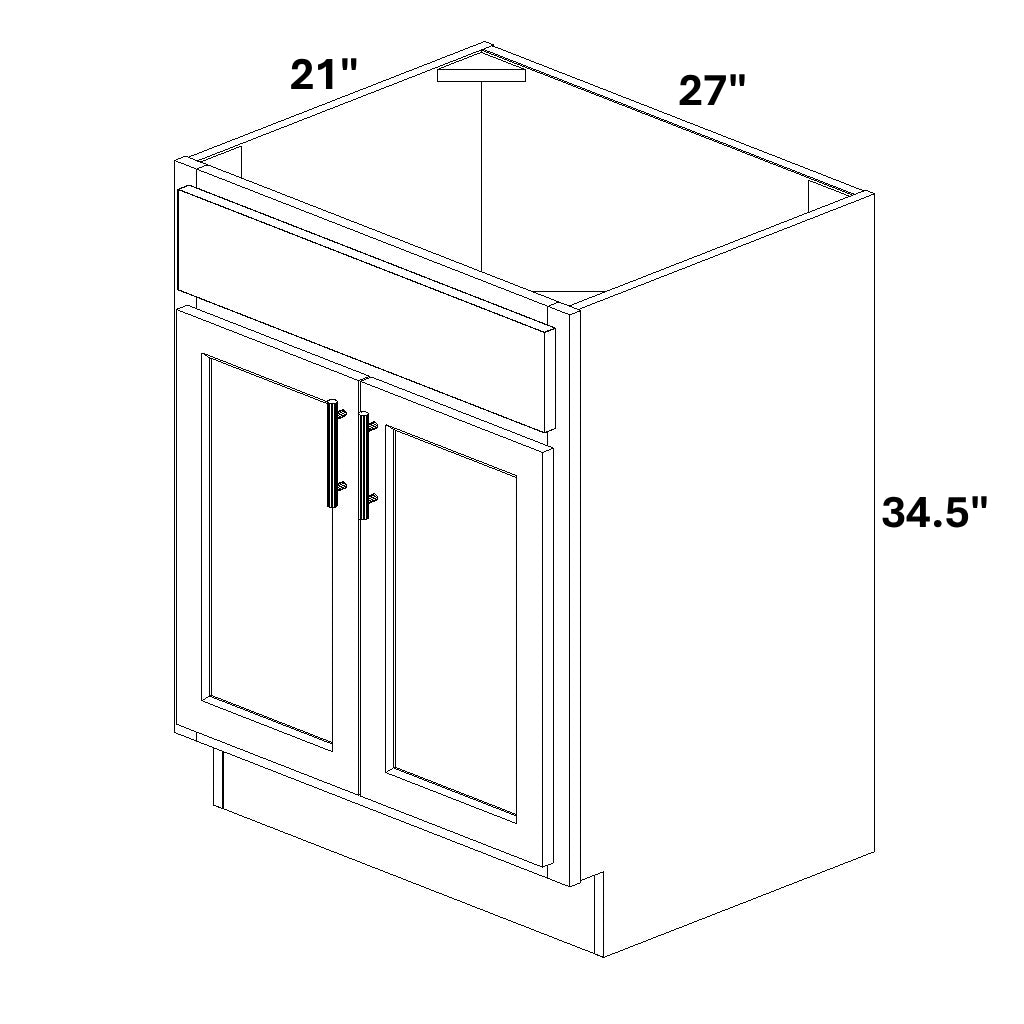 Vanity Sink Base - 34.5 Tall (2 Butt Door Single Drawer Front)