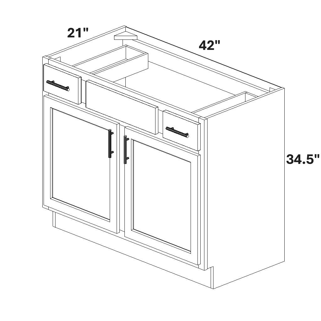 Combination Vanity (2 Top Drawers - 1 False Front - 2 Doors with Stile)