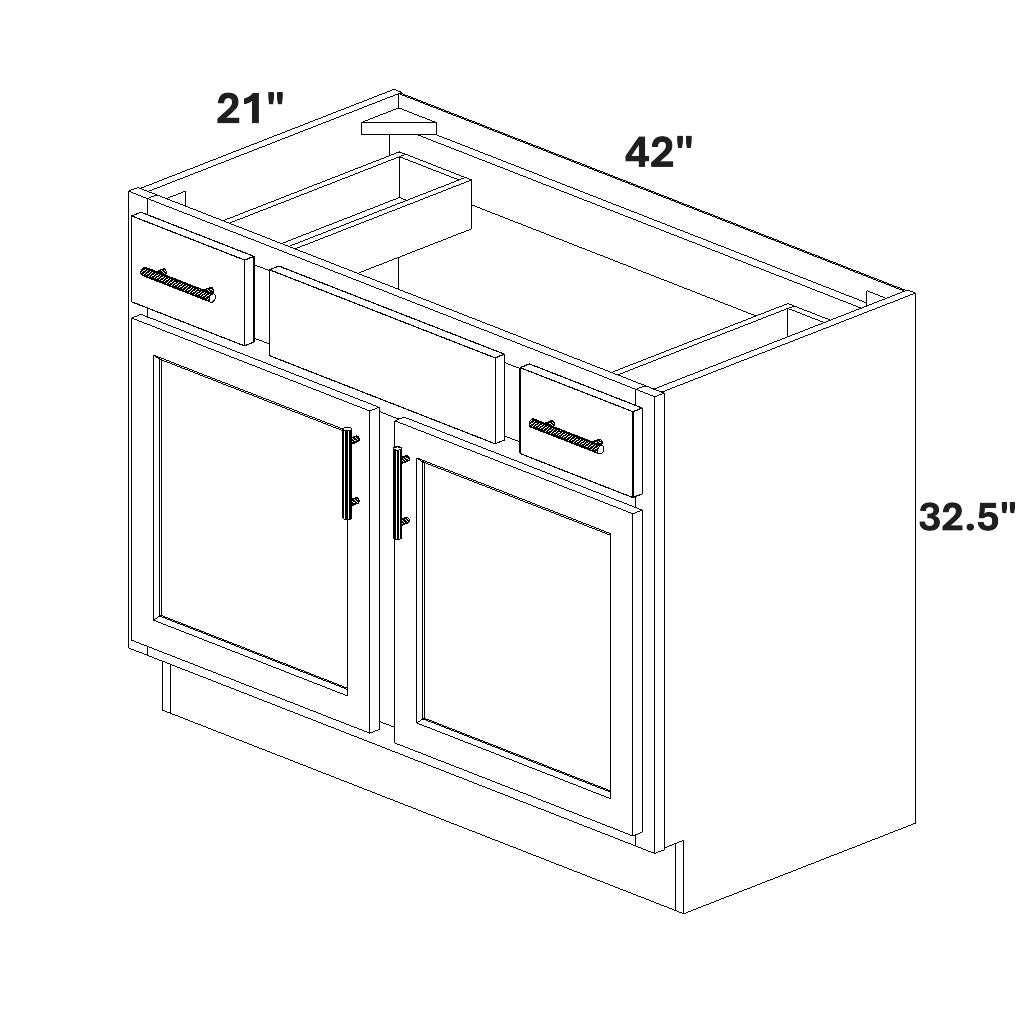 Combination Vanity (2 Top Drawers - 1 False Front - 2 Doors with Stile)