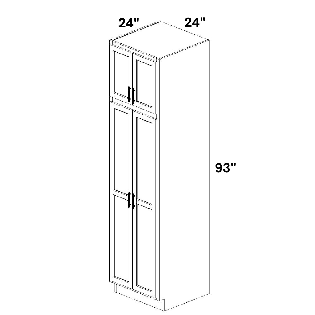 Pantry Cabinet Double Doors Top and Bottom - 72 Configuration