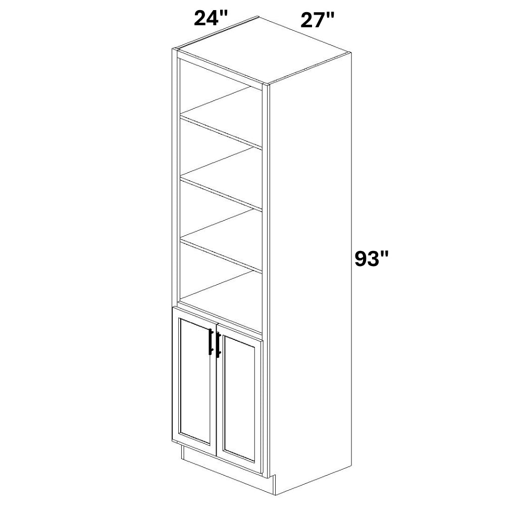 Book Case Cabinet with 2 Full Height doors at bottom