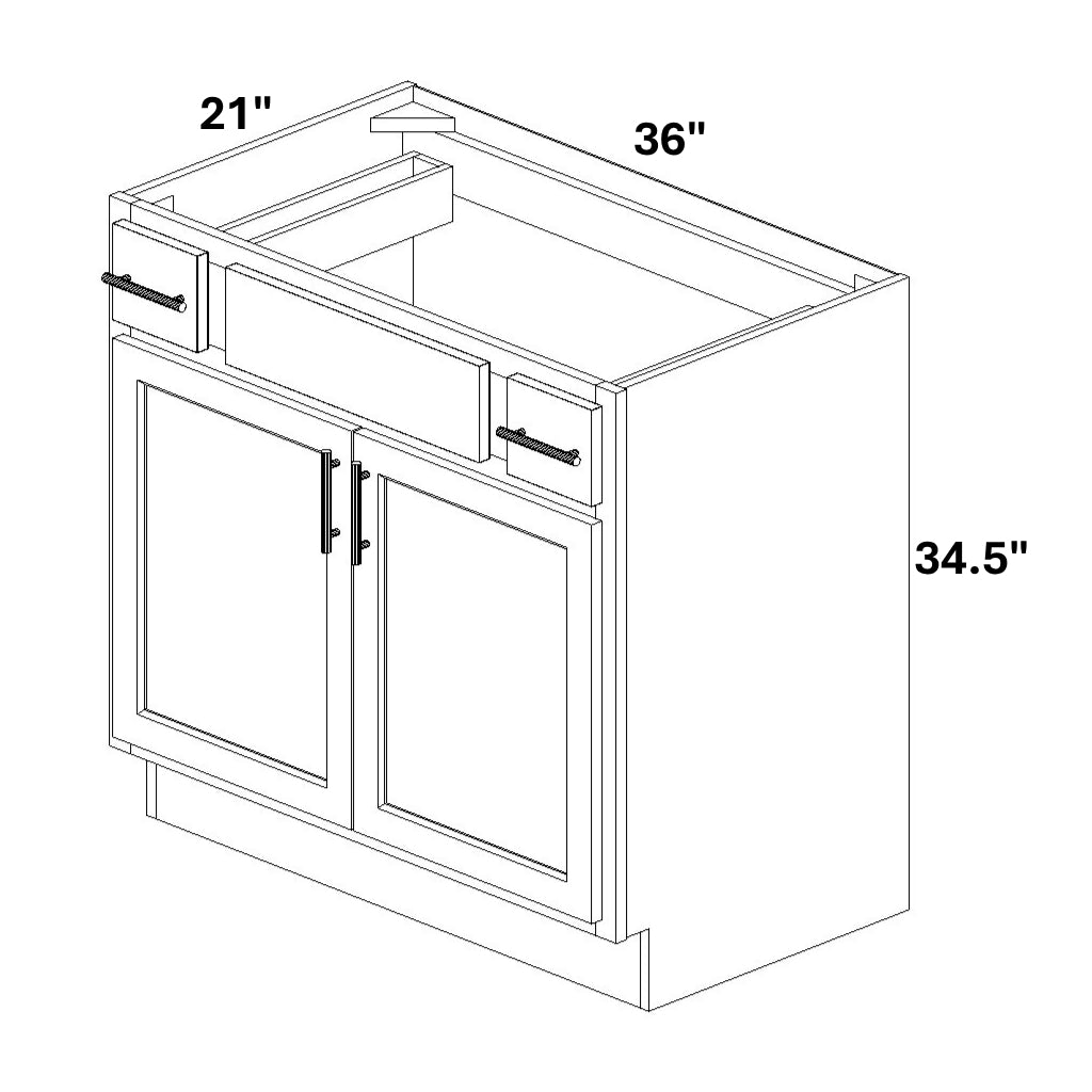 Combination Vanity (2 Top Drawers - 1 False Front - 2 Doors)