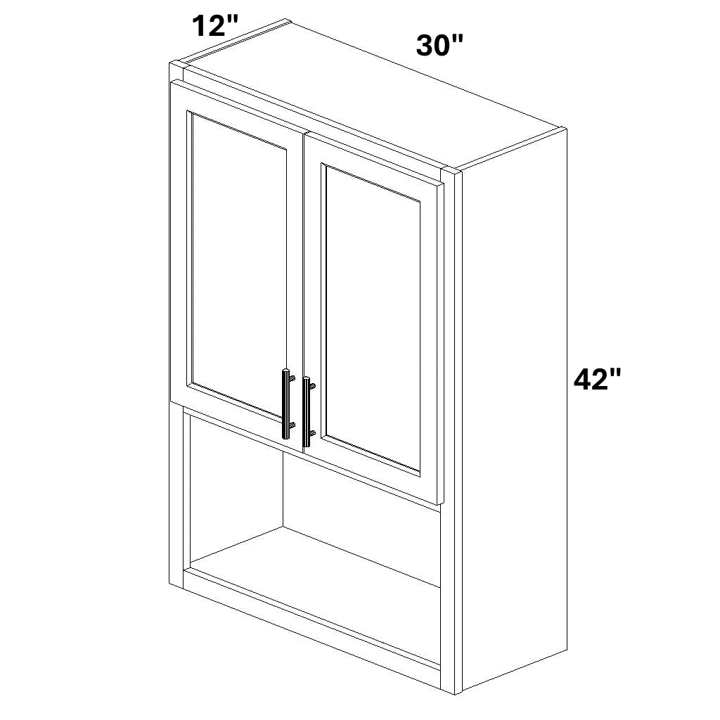 Wall Cabinet with Open Shelf at bottom