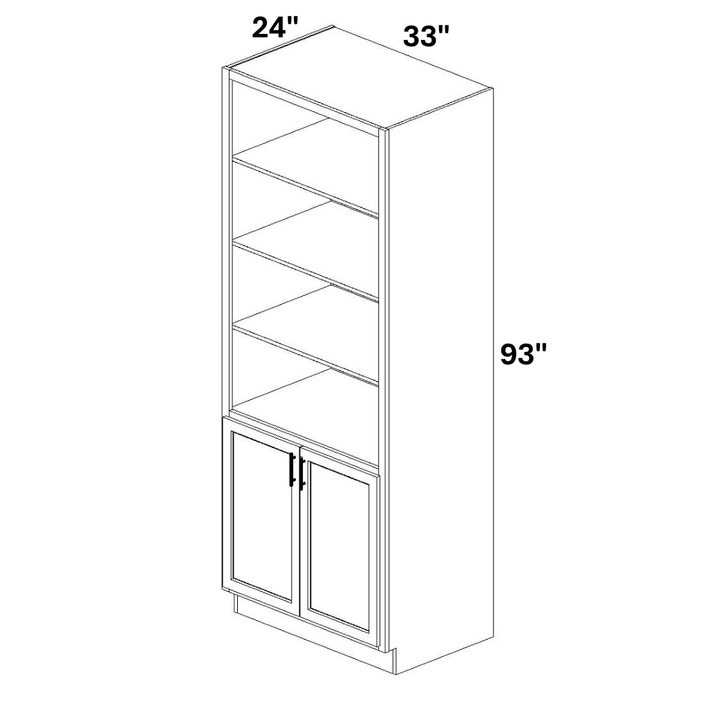 Book Case Cabinet with 2 Full Height doors at bottom