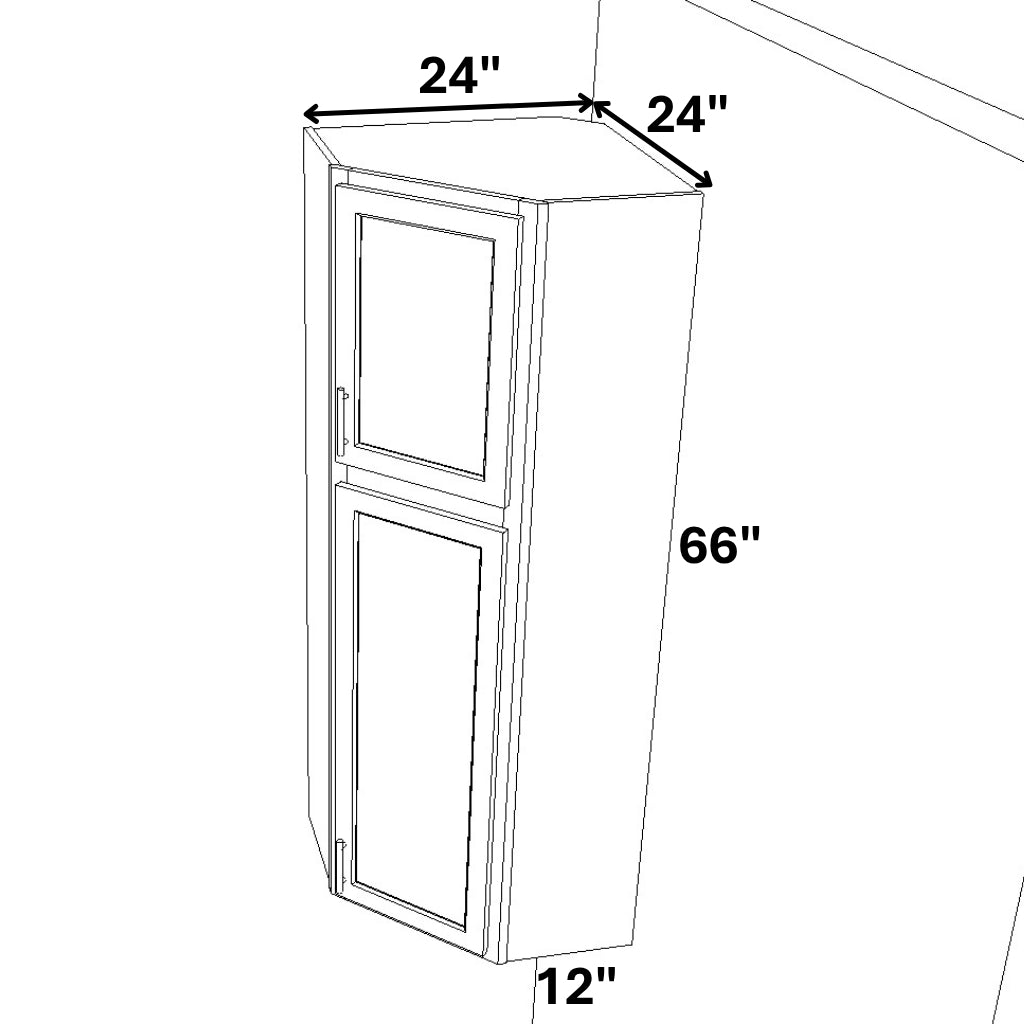 Wall Diagonal 24 over 42 Stacked Corner Wall Cabinet