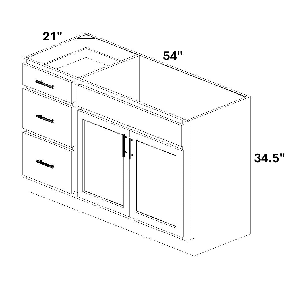 Vanity Sink Base with 3 Drawer Stack