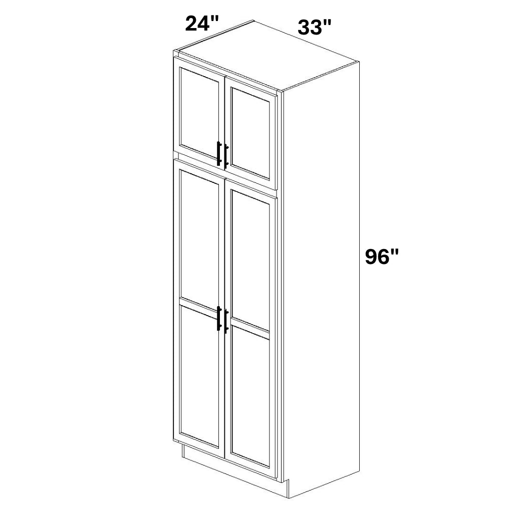 Pantry Cabinet Double Doors Top and Bottom - 72 Configuration