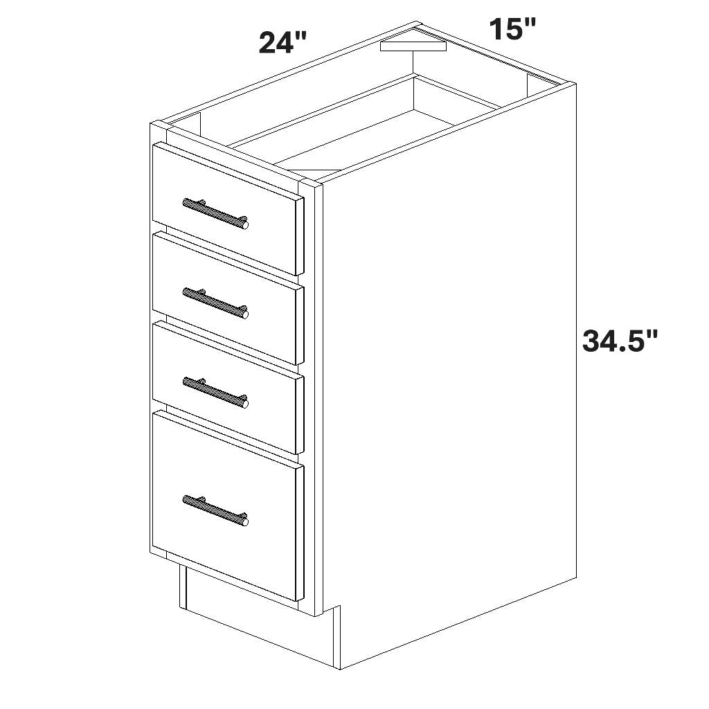 15" Base Cabinet with 4 Drawers