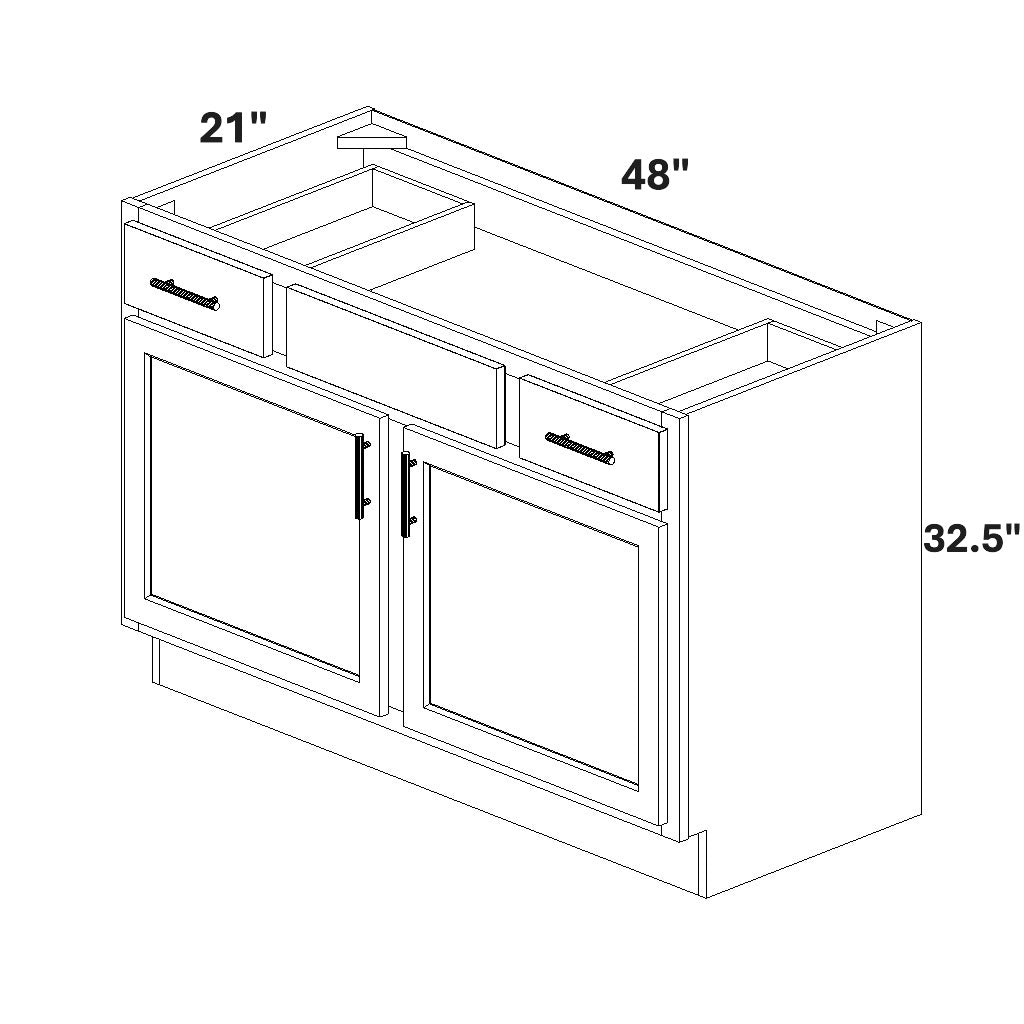 Combination Vanity (2 Top Drawers - 1 False Front - 2 Doors with Stile)