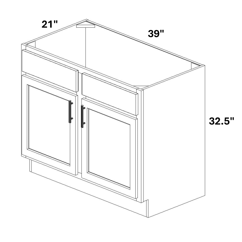 Vanity Sink Base - 32.5 Tall (2 Door w/ Stile 2 Drawer Fronts)