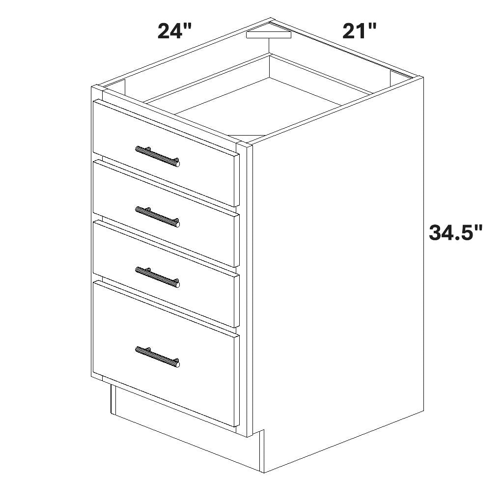 21" Base Cabinet with 4 Drawers