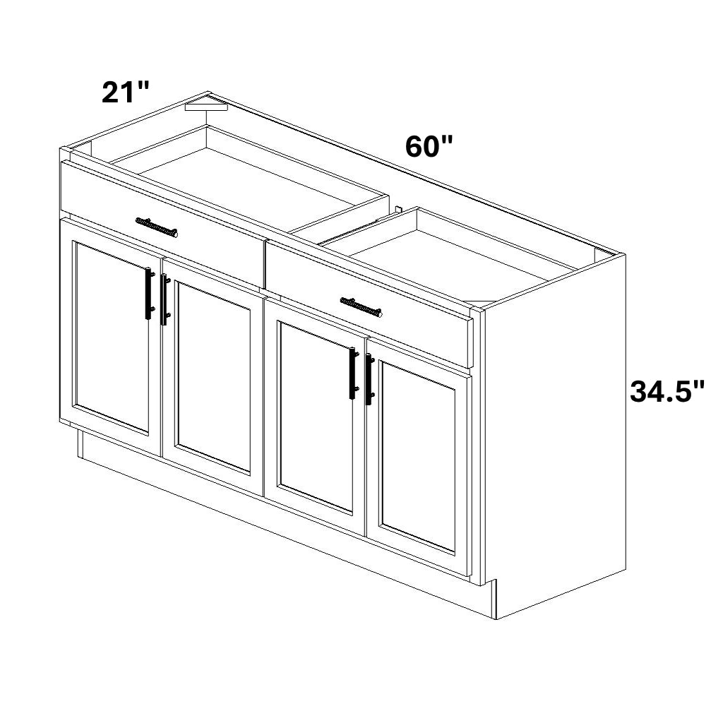 Vanity Sink Base - 34.5 Tall (4 Doors / 2 Drawer Fronts)