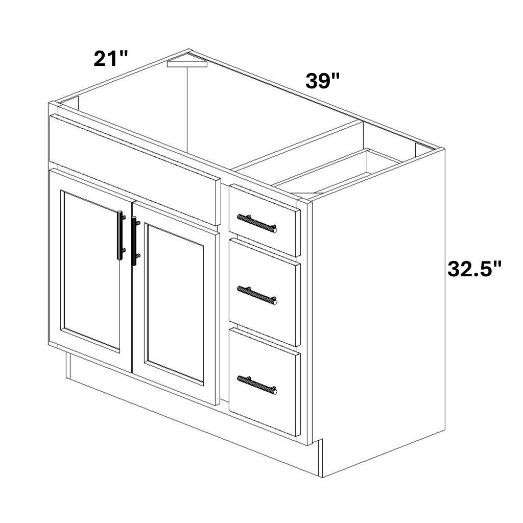 Vanity Sink Base with 3 Drawer Stack
