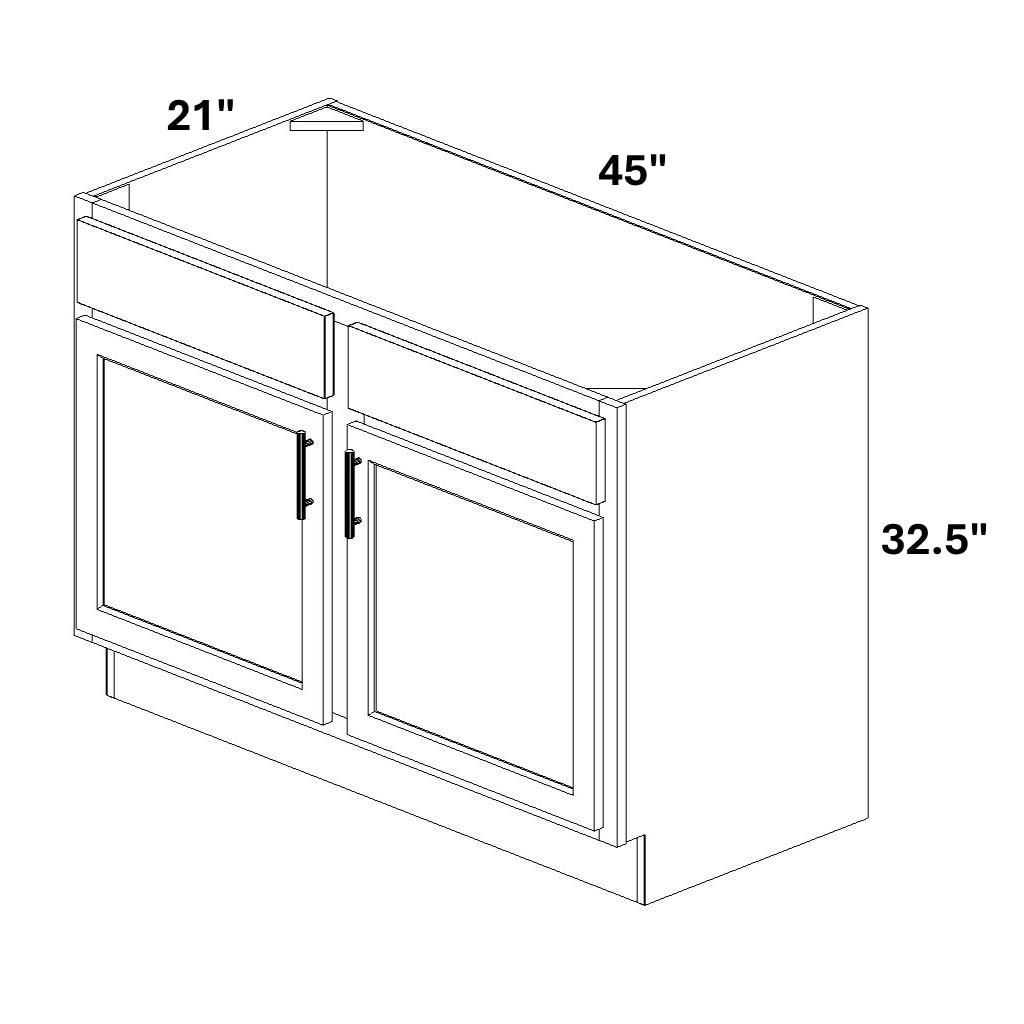 Vanity Sink Base - 32.5 Tall (2 Door w/ Stile 2 Drawer Fronts)