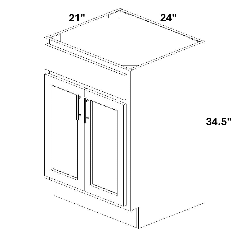 Vanity Sink Base - 34.5 Tall / 2 Butt Doors / 1 False Drawer Front