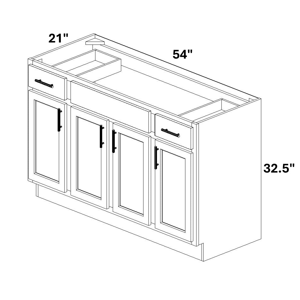 Combination Vanity (2 Top Drawers - 1 False Front - 4 Doors with Stile)
