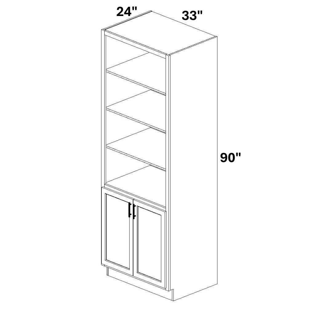 Book Case Cabinet with 2 Full Height doors at bottom