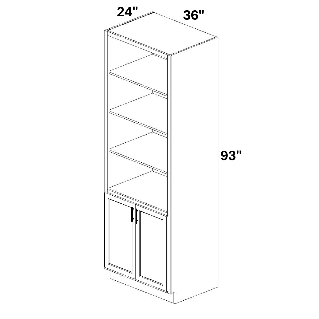 Book Case Cabinet with 2 Full Height doors at bottom