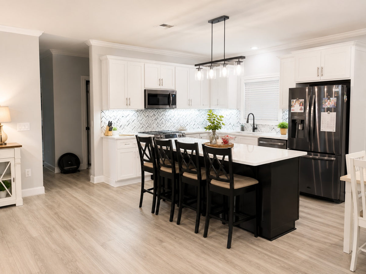 Black Custom Kitchen Island White Cabinets Cabinet Warehouse