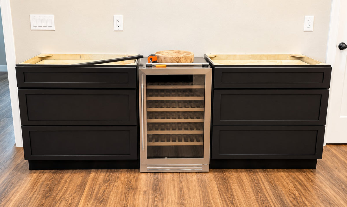 Black Custom Wine Bar Cabinets Wine Refrigerator Cabinet Warehouse