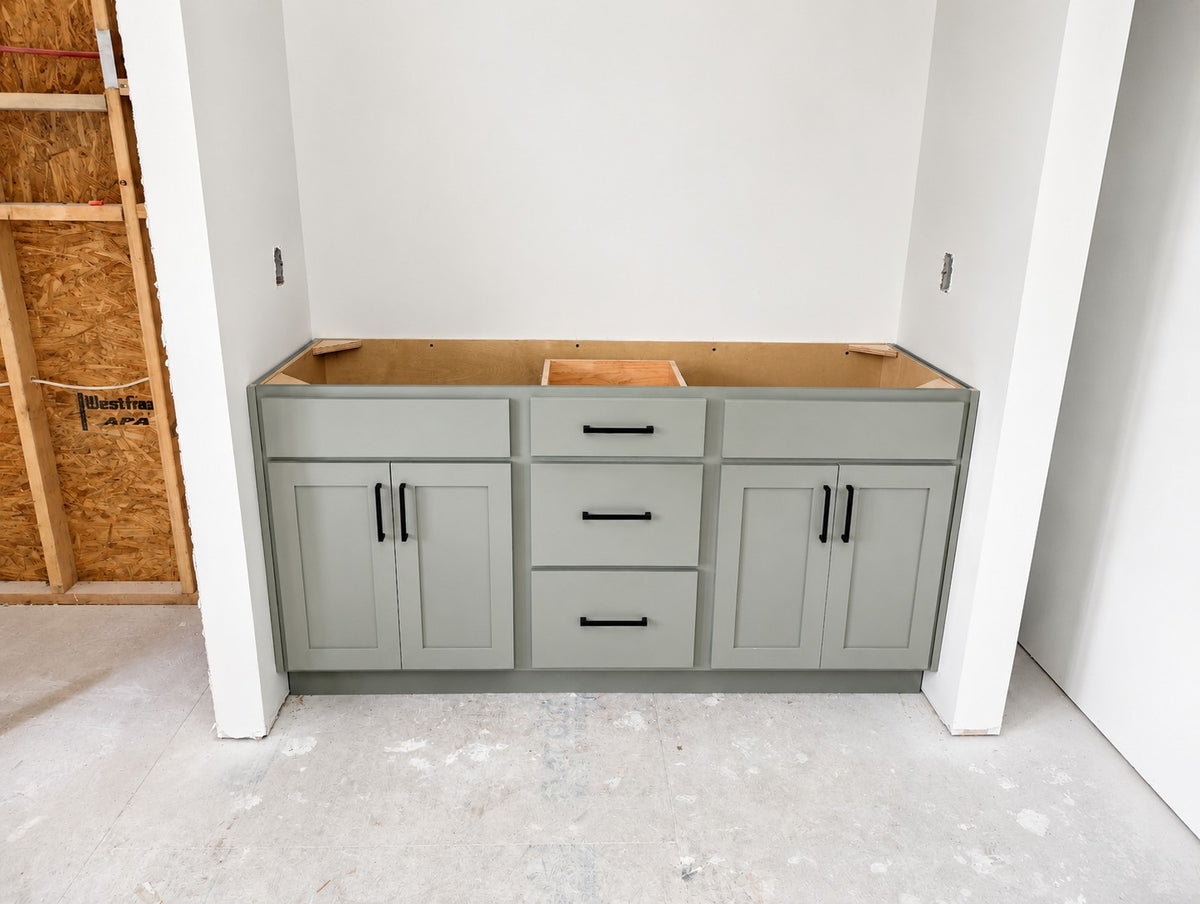 Custom Green Shaker Bathroom Double Vanity Cabinet Warehouse