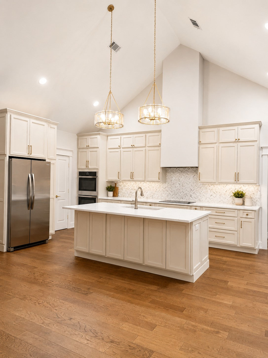 Custom Ivory Kitchen Large Island Stacked Uppers Cabinet Warehouse