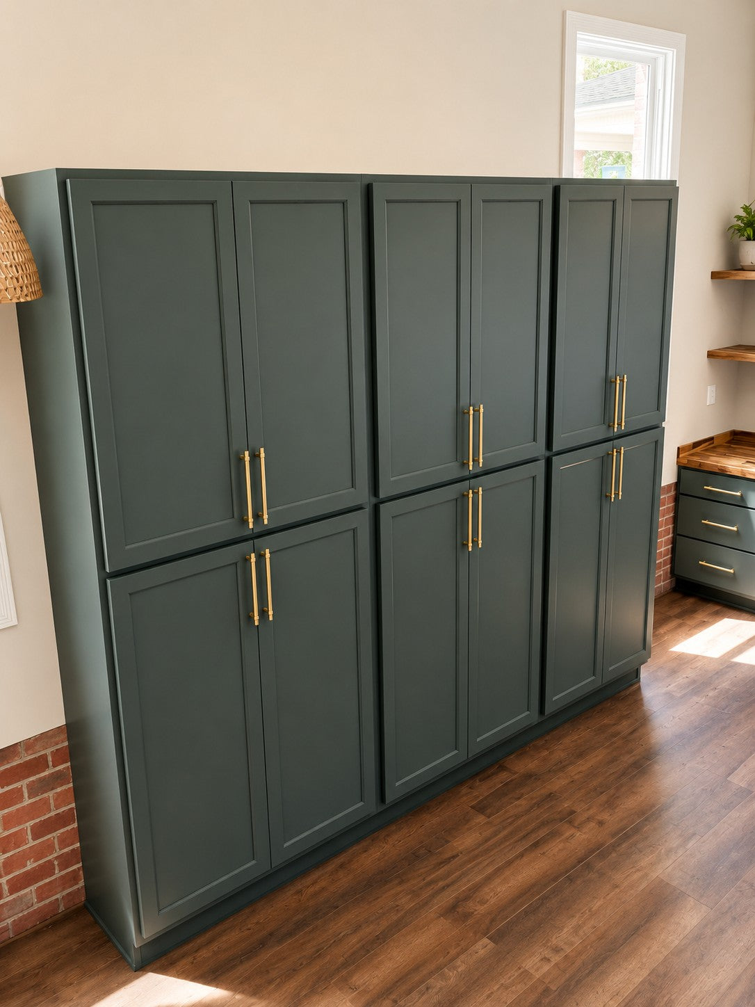 Custom Pewter Green Pantry Cabinets Cabinet Warehouse