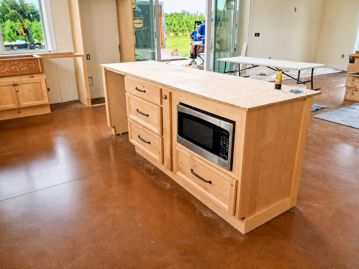 Custom Rustic Alder Kitchen Microwave Drawer Cabinet Warehouse