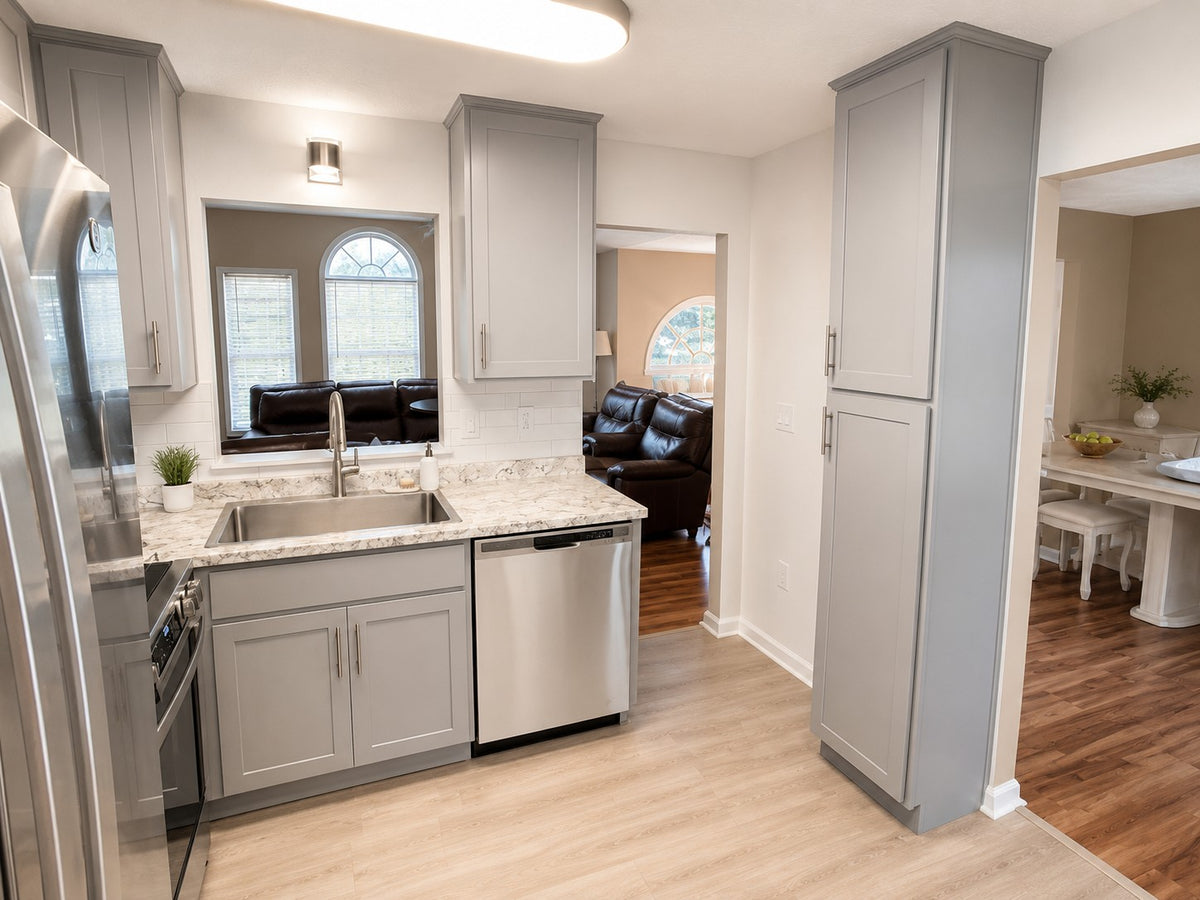 Gray Stock Kitchen Cabinets Pantry Cabinet Cabinet Warehouse