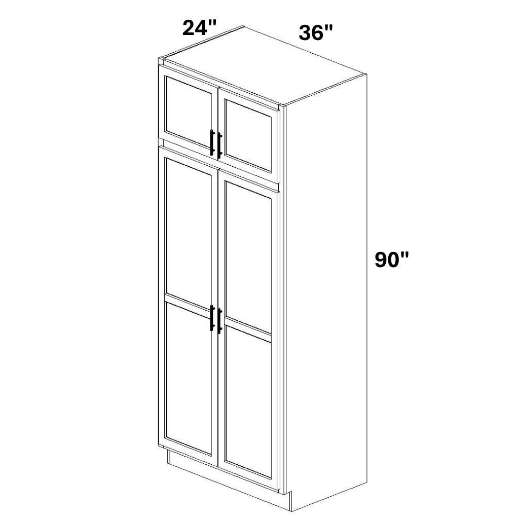 Pantry Cabinet Double Doors Top and Bottom - 72 Configuration