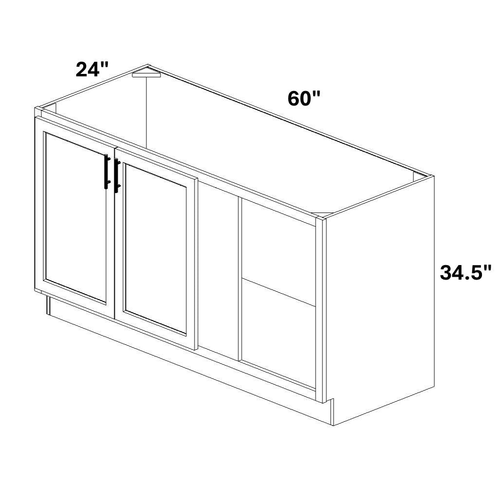 Sink Base Blind w/ 2 Full Height Butt Doors