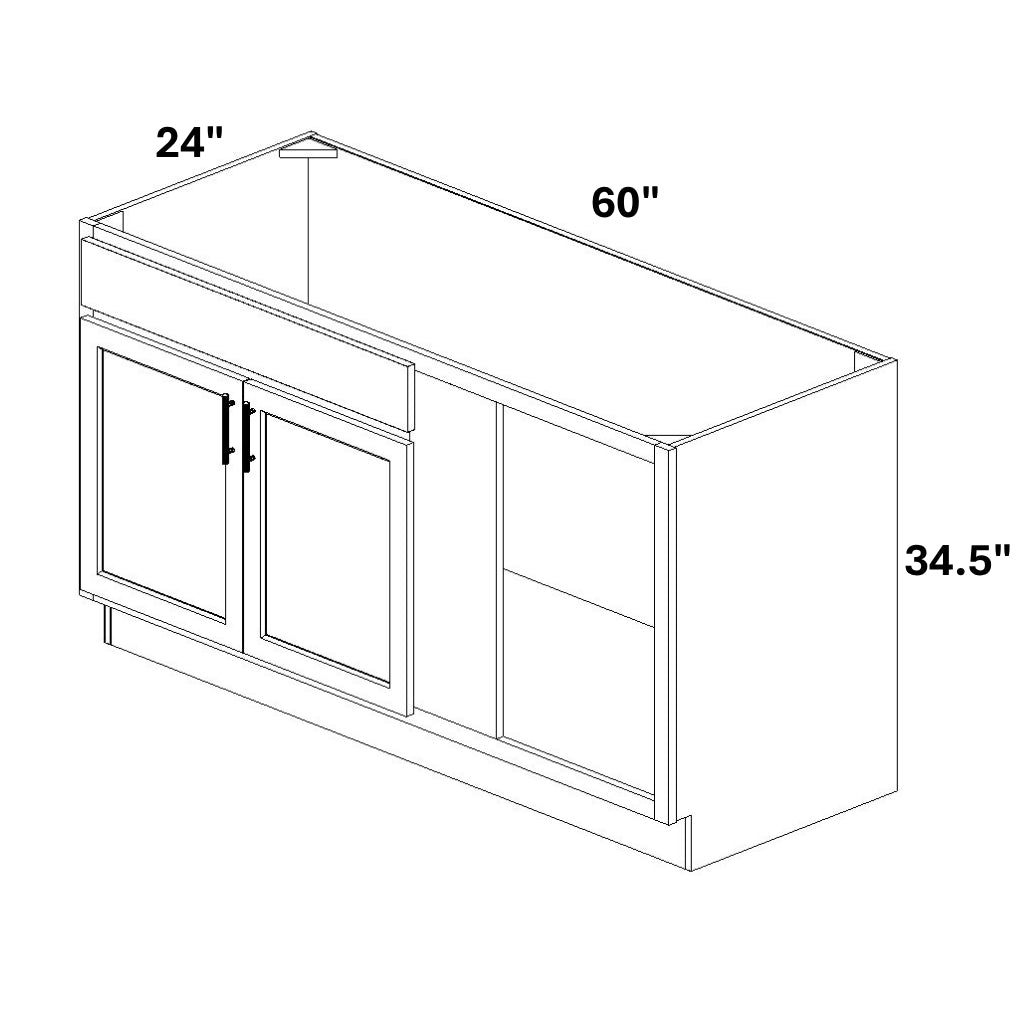 Sink Base Blind 2 Butt Doors / 1 False Drawer