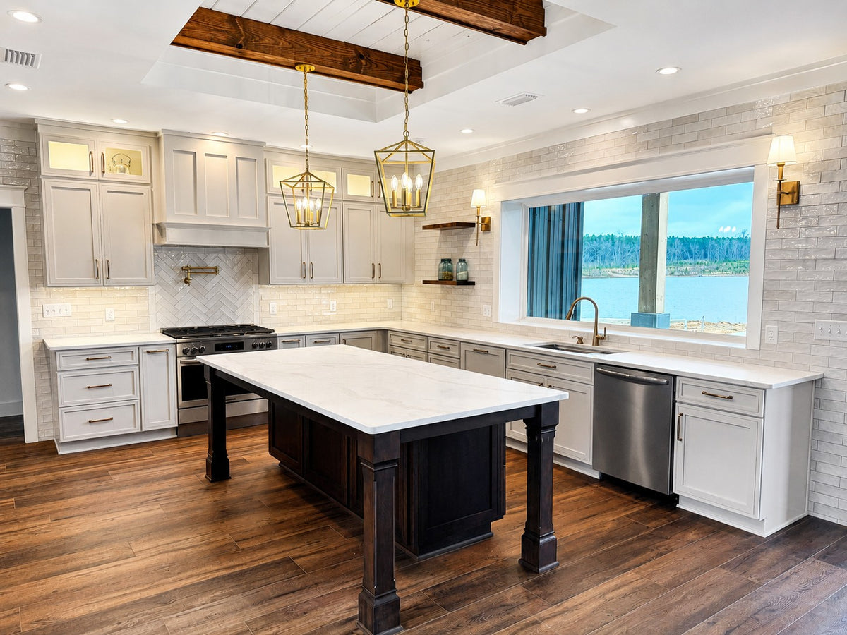 Two Tone Custom Kitchen Cabinets Stained Island Overview Cabinet Warehouse