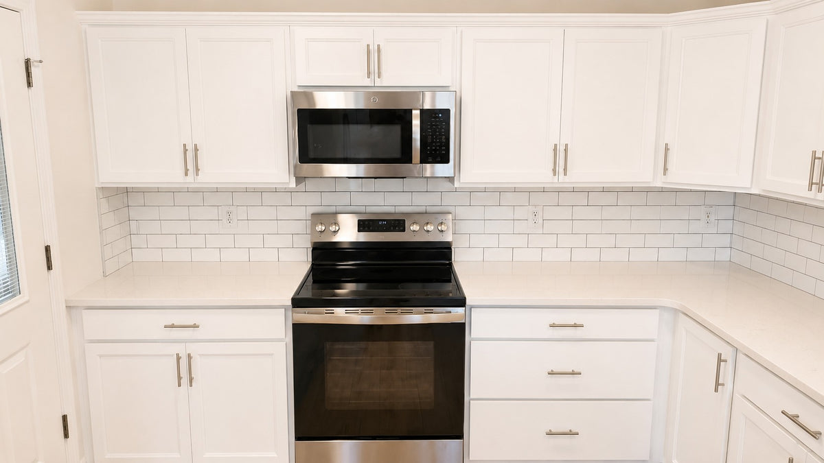 White Custom Cabinets Subway Tile Backsplash Cabinet Warehouse