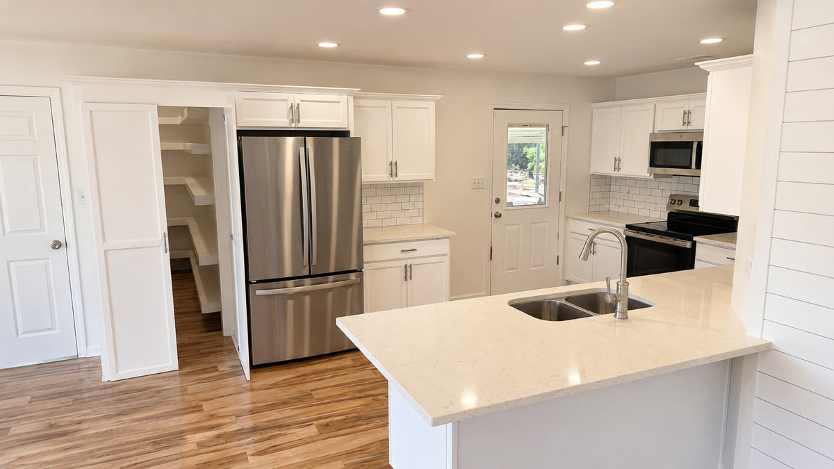 White Custom Kitchen Cabinets Hidden Walk In Pantry Cabinet Warehouse