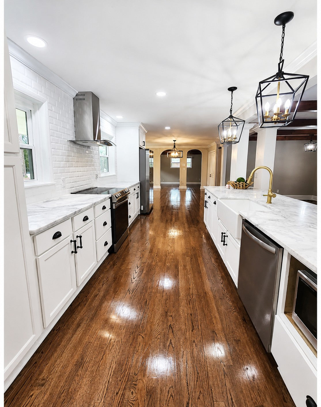 White On White Galley Kitchen Farmhouse Sink Cabinet Warehouse