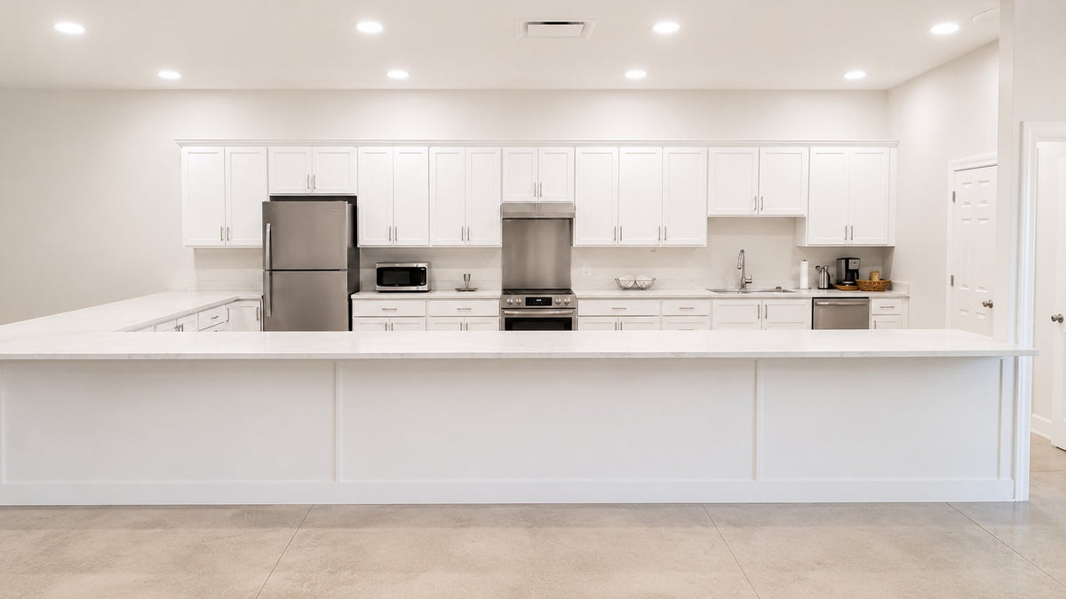 White Shaker Custom Cabinets Full Wall Bar Counter Cabinet Warehouse