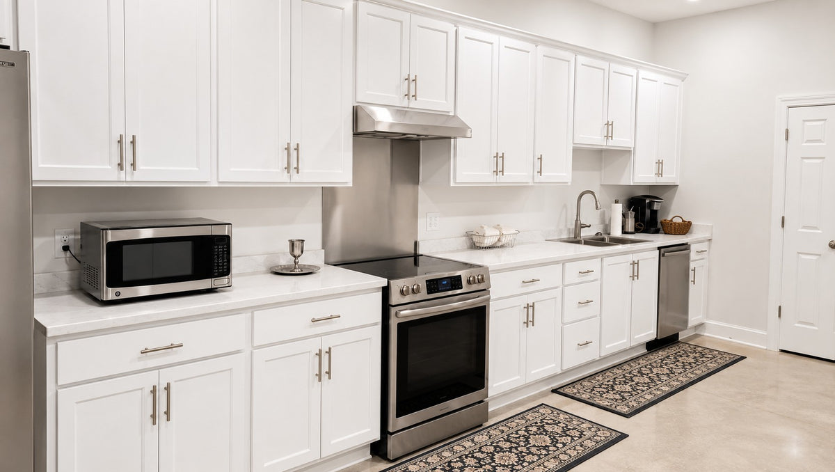White Shaker Custom Cabinets Long Wall Range Sink Cabinet Warehouse