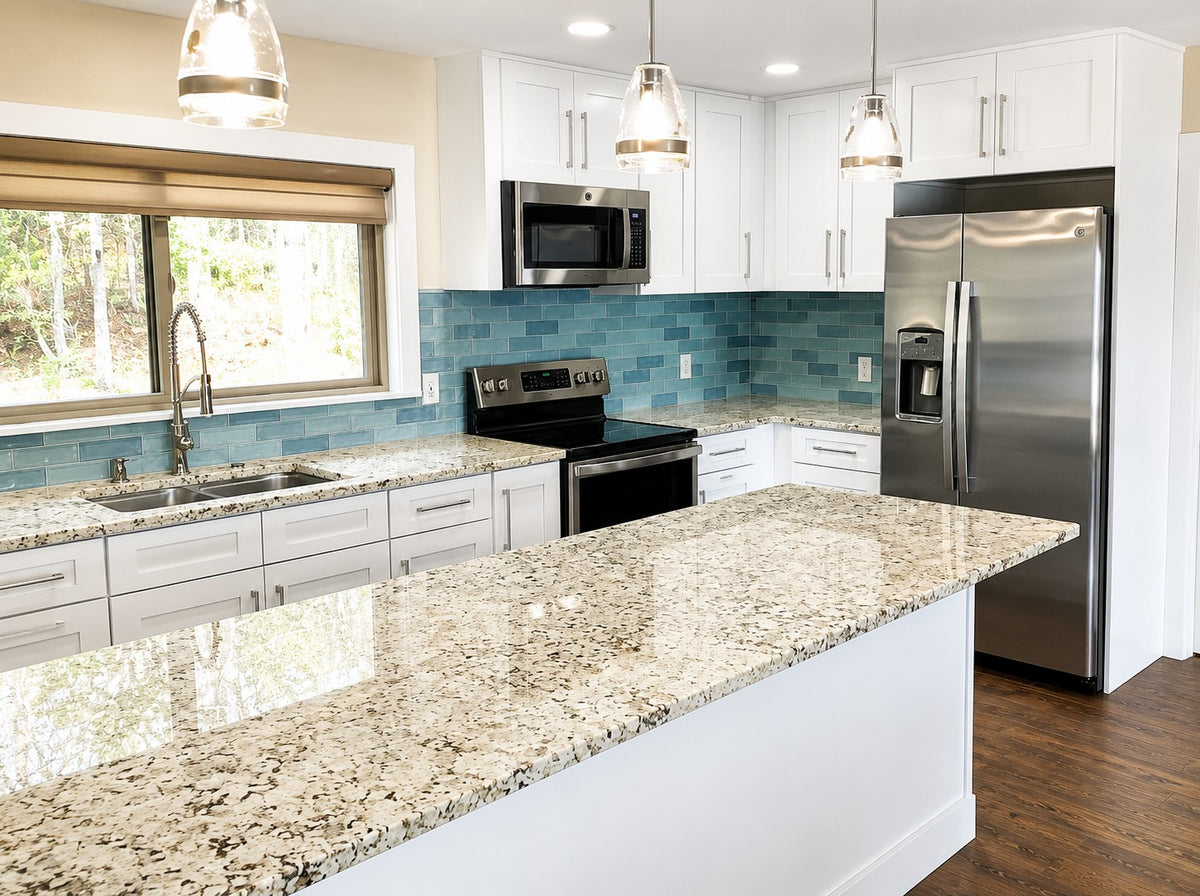 White Shaker Stock Kitchen Cabinets Corner Layout Blue Backsplash Cabinet Warehouse