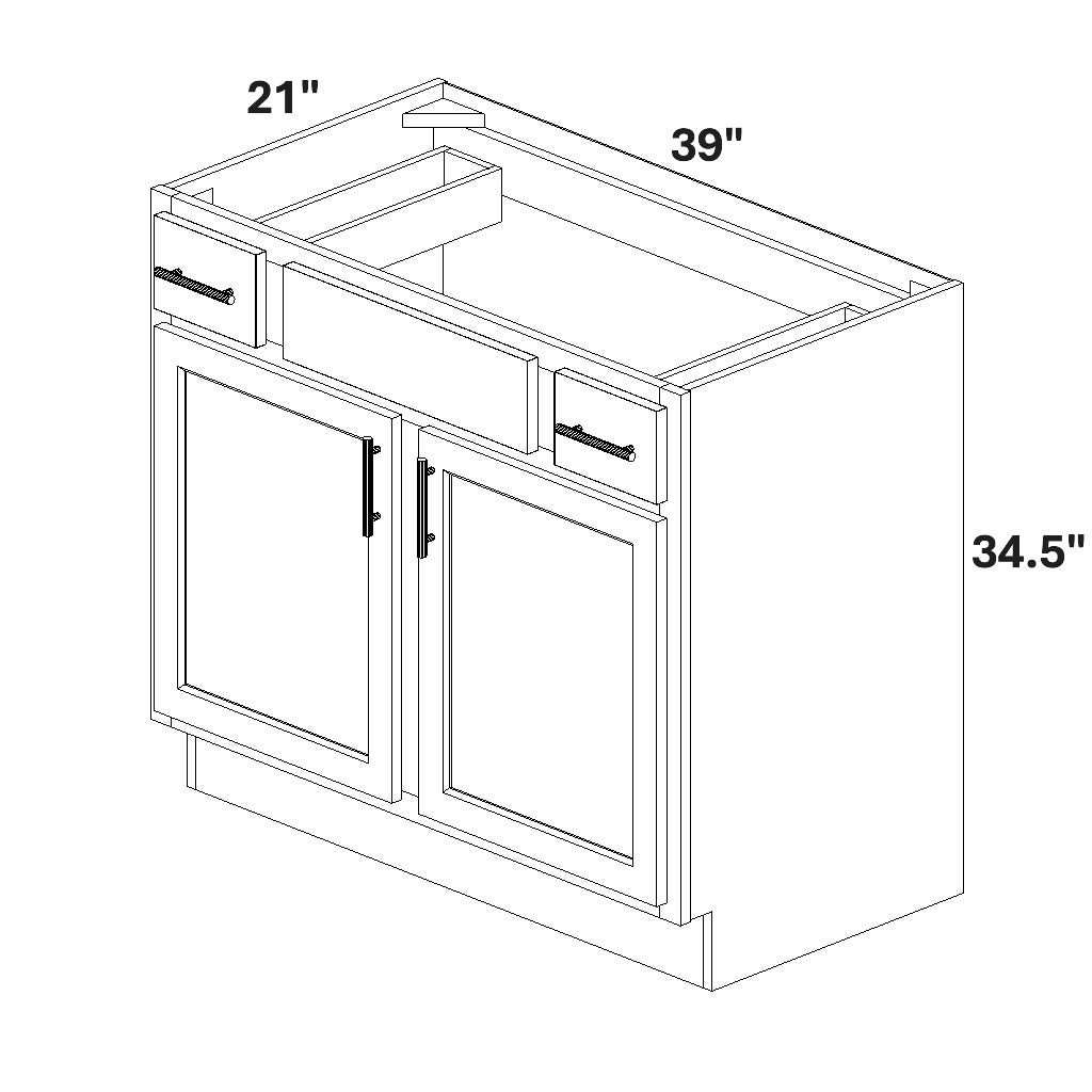 Combination Vanity (2 Top Drawers - 1 False Front - 2 Doors with Stile)