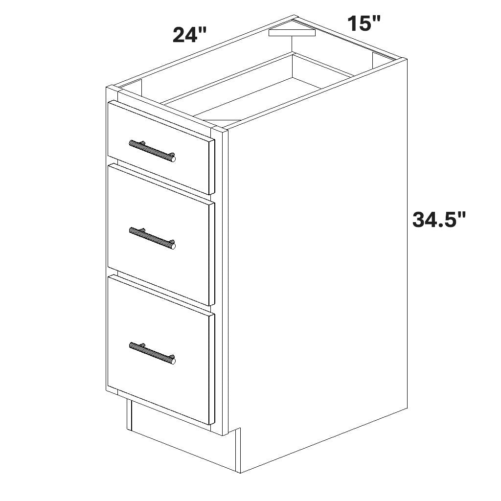 15" Base Cabinet with 3 Drawers