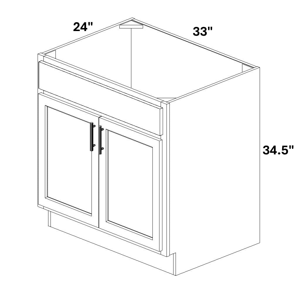 Sink Base 2 Butt Door / 1 False Drawer Front