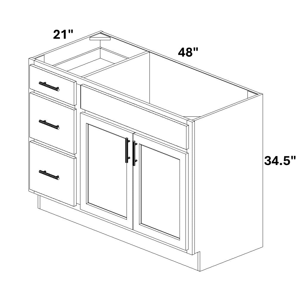 Vanity Sink Base with 3 Drawer Stack