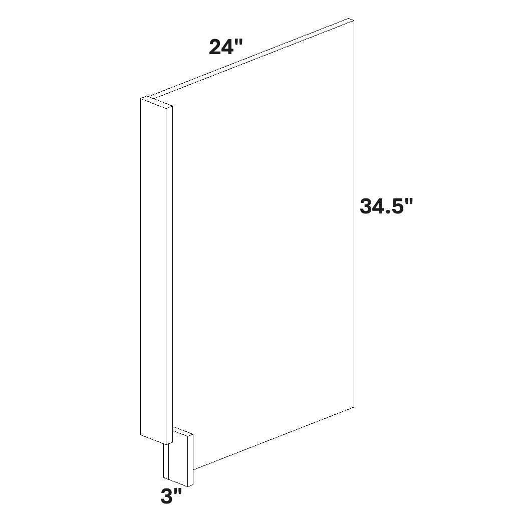 3" Wide Dishwasher End Panel for Left Side of Dishwasher